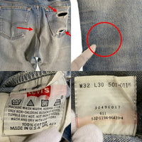 90's Levis リーバイス 501 デニムパンツ ボタン裏532 ライトブルー 501-0115 USA製 Size W32 L30 福生店