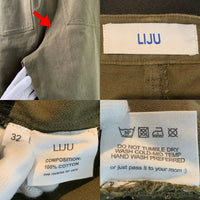 liju モールスキン ペインターパンツ オリーブ コットン ダメージ加工 Size 32 福生店