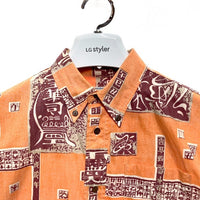 SUN SURF サンサーフ SS31195 干支総柄 ボタンダウン 半袖シャツ オレンジ sizeM※襟汚れあり 瑞穂店