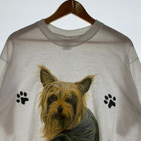 Yorkshire Terrier ヨークシャーテリア プリントTシャツ ホワイト アニマル Size L 福生店