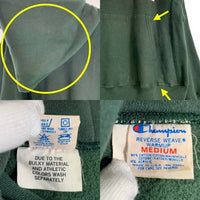 80's Champion チャンピオン HOLLINS COLLEGE リバースウィーブ プルオーバースウェットパーカー グリーン Size M 福生店
