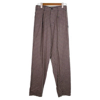 80's STUSSY ステューシー コットン チェック柄 1タックスラックス パンツ ベージュ ネイビー USA製 黒タグ Size 31 福生店