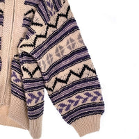 ATRCTR アトラクタ Hand knit zip cardigan ハンド ニット ジップ カーディガン ウール クリーム パープル Size 2 福生店
