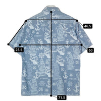 STUSSY ステューシー 半袖シャツ 船 イカリ 総柄 ブルー sizeL 瑞穂店