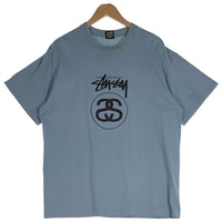 80's STUSSY ステューシー シャネルロゴ 半袖 Tシャツ ライトブルー Size XL 福生店
