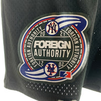 ERN Newyork Yankees ニューヨーク ヤンキース Newyork Mets ニューヨーク メッツ FOREIGN AUTHORITY メッシュ ショーツ ハーフ パンツ ブラック Size L 福生店