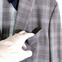 Brooks Brothers ブルックスブラザーズ ウール チェック柄 2B テーラードジャケット グレー REDA SUPER 110’S イタリア製 ネーム入り 薄手 Size 42R 福生店