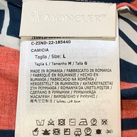 MONCLER モンクレール CAMICIA SHIRTS 総柄プリント ショートスリーブシャツ 袖ワッペン ホワイト レッド ネイビー Size L 福生店