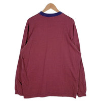 80's STUSSY ステューシー ボーダー ポケット ロングスリーブTシャツ ボルドー ネイビー USA製 黒タグ Size L 福生店