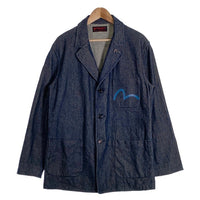 EVISU エヴィス Hidehiko Yamane 刺し子 3B テーラードジャケット インディゴ エルボーパッチ カモメピンズ付 青ペンキ Size 42 福生店