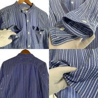 Pherrow's フェローズ シアサッカー ラウンドヨーク ストライプワークシャツ バンドカラー ブルー Size M 福生店