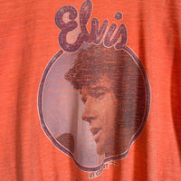 70-80's Elvis エルヴィス・プレスリー プリント リンガーTシャツ オレンジ Size M-L 相当 福生店