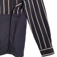 FRED PERRY フレッドペリー スタンドカラー 切替 ストライプ ジップアップシャツ ジャケット ネイビー F2663 Size L 福生店
