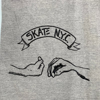 90's SKATE N.Y.C. スケート プリントTシャツ グレー USA製 フルーツオブザルーム Size XL 福生店