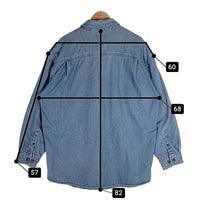 WORLD ISLAND ワールドアイランド 裏地ブランケット 裏地キルティング 長袖 デニム シャツ ライトブルー Size XL 福生店