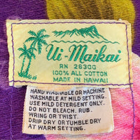 70’s Ui-Maikai 総柄 オープンカラー ハワイアンシャツ アロハ パープル アロハ Size M-L 相当 福生店