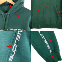 SUPREME シュプリーム 18AW Text Stripe Hooded Sweatshirt テキストストライプ プルオーバースウェットパーカー グリーン Size M 福生店