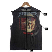 80's MEGADETH メガデス TOUR 87-88 プリント ノースリーブトップ ブラック 袖カットオフ Size M 相当 福生店
