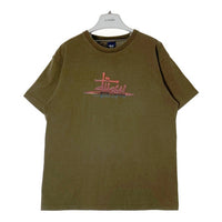 STUSSY ステューシー USA製 紺タグ グラデーション ショーンフォント Tシャツ カーキ sizeL 瑞穂店