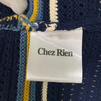 Chez Rien オーガニックコットン ニットポロシャツ ボーダー ネイビー Size M 福生店