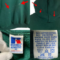 90's RUSSELL ATHLETIC ラッセルアスレチック プルオーバースウェットパーカー グリーン USA製 刺繡タグ ブランク Size XL 福生店