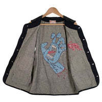 One Piece Of Rock ワンピースオブロック ブラックデニム ベスト 月桂樹ボタン サンタクルーズ刺繡 激レア Size XL 福生店