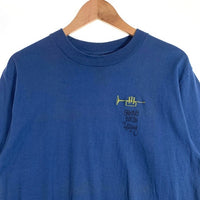 80-90's STUSSY ステューシー GROOVE BEATS トランペット刺繡 プリントTシャツ ブルー USA製 黒タグ Size L 福生店