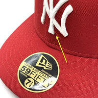 90's New Era ニューエラ MLB ニューヨーク・ヤンキース 59FIFTY ベースボールキャップ レッド ウール USA製 赤白刺繡 Size 7 1/8 (56.8cm) 福生店