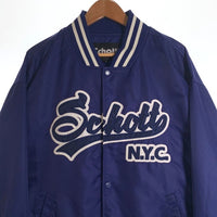 Schott ショット 22SS NYLON VARSITY JACKET ナイロン バーシティジャケット スタジャン ロイヤルブルー 3122055 スナップボタン Size 2XL 福生店