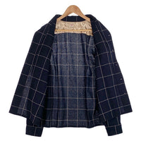 NITEKLUB ナイトクラブ ウール オープンカラーチェックシャツ ネイビー NK07-S001 Size 44 福生店