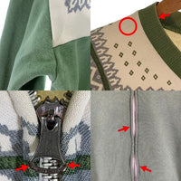 FLAT HEAD フラットヘッド 雪柄 ジップアップ スウェットトレーナー グリーン Size M 福生店