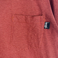 80's STUSSY ステューシー モックネック ボーダーポケットロングスリーブTシャツ レッド USA製 黒タグ Size XL 福生店