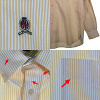 00's TOMMY HILFIGER トミーヒルフィガー ストライプ ボタンダウンシャツ イエロー 2 Size XXL 福生店