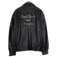 Hard Rock Cafe ハードロックカフェ PITTSBURGH ジップアップ レザージャケット ブラック 刺繡 Size XL 福生店