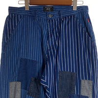 glamb グラム Clump wide denim ウォバッシュ ストライプ パッチワーク ジョガーパンツ 裾リブ インディゴ GB17SM/P10 Size 3 福生店