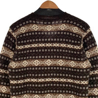 Jamieson's ジャミーソンズ フェアアイル柄 Vネック ウールセーター ブラウン Size S 福生店