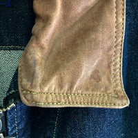 damani dada ダマーニダダ 襟レザー ジップアップ デニムジャケット インディゴ sizeXL 瑞穂店