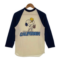 70's ARTEX SCHULZ CALIFORNIA スヌーピープリント ラグランスリーブカットソー ホワイト ネイビー Size M 福生店
