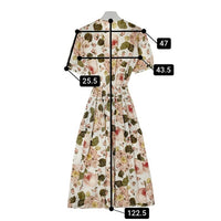 KANEKO ISAO カネコイサオ 薔薇柄ピコフリルロングワンピース ホワイト ピンク size- 瑞穂店