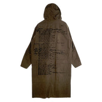 The Viridi-anne ザヴィリジアン コットン リネン フーデッド ロングコート バックプリント カーキ VI-2856-06-CA Size 2 福生店