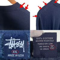 90's STUSSY ステューシー INTERNATIONAL ATHLETICS スカルプリント Tシャツ ネイビー USA製 紺タグ Size XXL 福生店