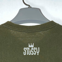 STUSSY ステューシー ワールドツアー 前面プリント Tシャツ カーキ sizeL 瑞穂店