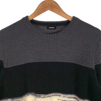DIESEL ディーゼル アクリル ウール クルーネックニットセーター チャコール ブラック ホワイト Size M 福生店
