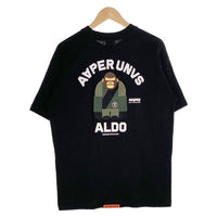 AAPE エーエイプ "AAPER UNVS ALDO" TEE プリント ワッペン Tシャツ ブラック AAPTEM1494XXM Size M 福生店