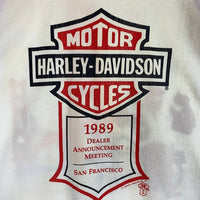 80's HARLEY-DAVIDSON ハーレーダビッドソン プリント ラグランスリーブカットソー 七分袖 ホワイト レッド USA製 Size L 福生店