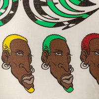 90's Dennis Rodman デニスロッドマン MTV WORLD TOUR プリントTシャツ Championボディ ホワイト Size M 福生店
