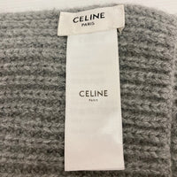 CELINE セリーヌ トリオンフ パッチ付き マフラー リブ編みカシミア ウール グレー 瑞穂店
