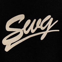 swagger スワッガー 袖レザー ジップアップ ウールスタジャン ブラック クリーム Size L 福生店