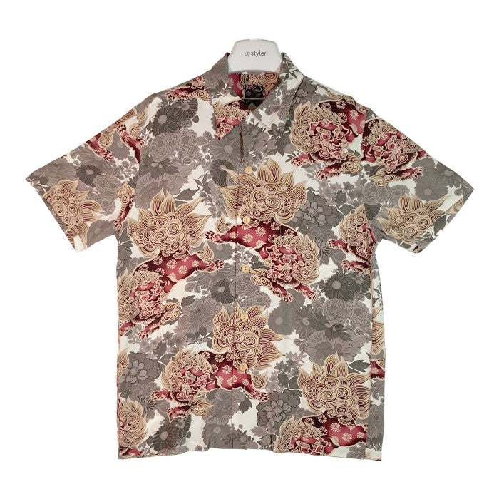 【美品】oniwa soto オニワソト 半袖 柄シャツ 虎柄 和柄 メンズL Oniwasoto オニワソト アロハシャツ 虎 トラ 和柄 浮世絵 古着