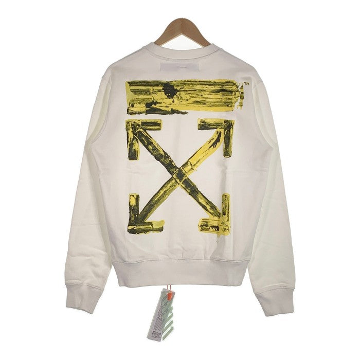 OFF-WHITE オフホワイト 19AW Acrylic Arrows Slim Crewneck アロー バックプリント ペイント  スウェットクルーネックトレーナー ホワイト Size M 福生店